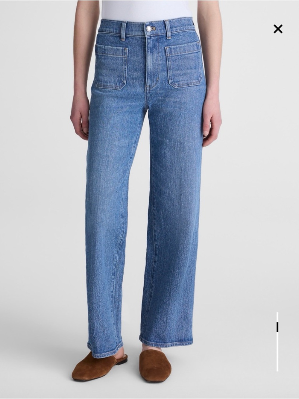 Madewell Emmett Wide Leg Jeans Driftwood Wash with Patch Pockets